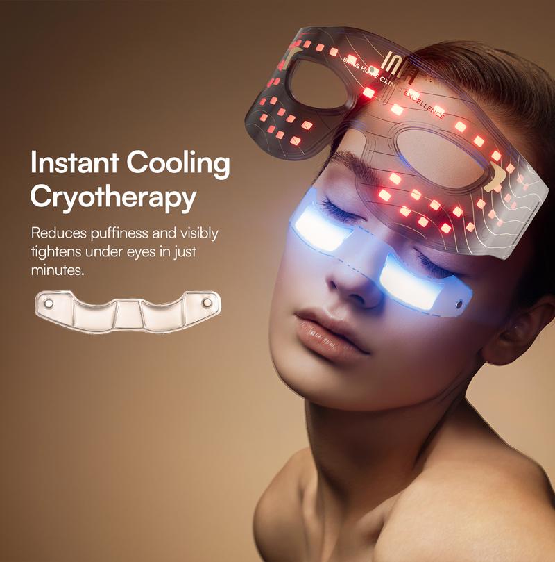 【LIVE EXCLUSIVE】INIA GLOW Red Light Therapy Eye Mask with 96 High-Density LEDs & Cryotherapy Cooling, LED Eye Mask Skincare for Wrinkles, Dark Circles & Puffiness, FDA-Cleared, Portable and Rechargeable, 2-Year Warranty