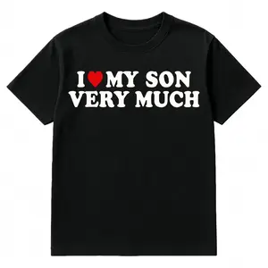 I Love My Son Very Much T-Shirt Cute Red Heart Graphic Tee for Mom & Dad Unisex Black Cotton Crewneck Proud Parent Gift for Birthday Mother’s Day or Father’s Day S-5XL Summer Streetwear