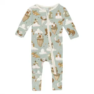 Print Convertible Coverall in Aloe Castles and Clouds