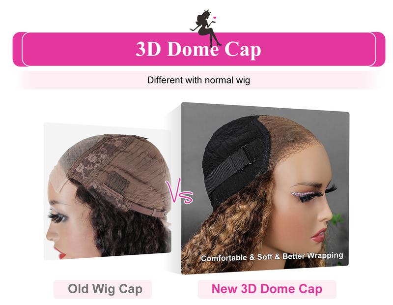 BGMgirl Highlight Brown Kinky Curly Deep Wave 6*4 Wear Go Water Wave 180% Density Kinky Straight Glueless Pre Plucked Pre Cut Lace Closure Human Hair Wig eve valentines day gift