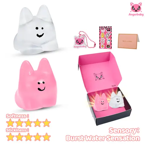Angerbaby 2-Pack Handmade Taba Mochi Shape Squishy Ball Set - Unique Handmade Quality 2pack Gift Set, Non-Toxic Sensory Squishies, Soft Squeeze Fidget Toy, Adult Stress Relief, Christmas Gift