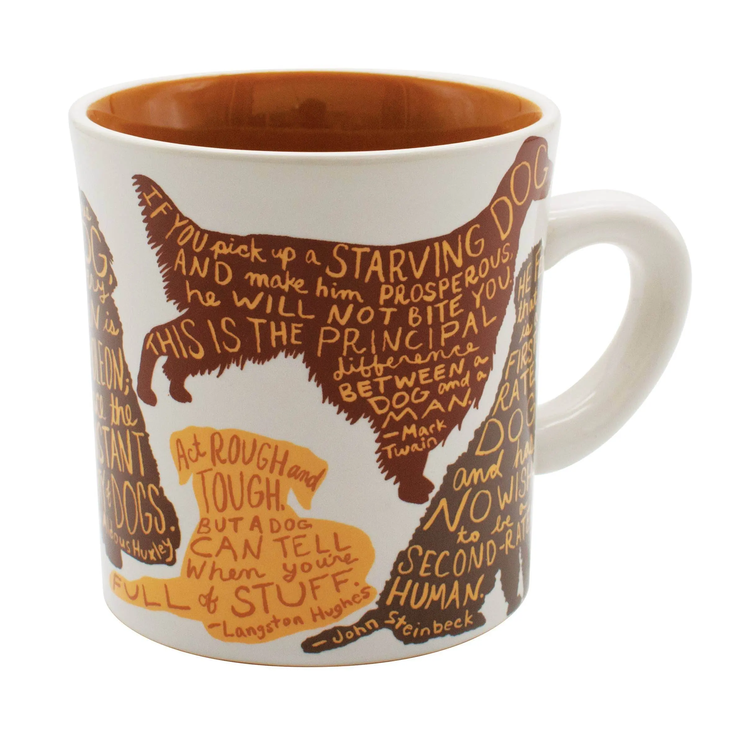 Literary Dog Mug, 12 oz Ceramic Coffee Mug with Author Quotes, Book Lover and Dog Lover Gift in Gift Box