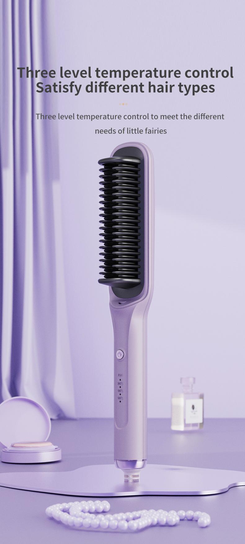 PretiHom-Hair Straightening Comb Styling Tool Anti-FrizzCurler Comfort Salon Negative lon Hair Brush StraighteningBrush Heated Hair Straightener