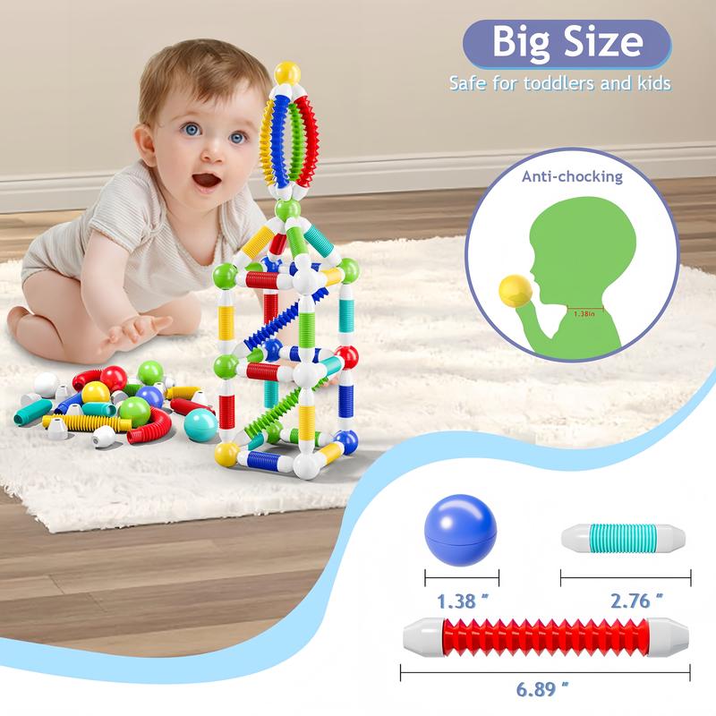 Magnetic Sticks and Balls Building Set | Sensory Montessori Toys for Kids Ages 3 4 5 | Toddler Construction Toys for Creative Family Play & Birthday Gifts