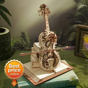 ROKR 3D Wooden Puzzles for Adults Mechanical Cello Music Box Kits with Retro Style and Magic Elements STEM Projects for Teens Birthday Gifts Hobbies for Women Men