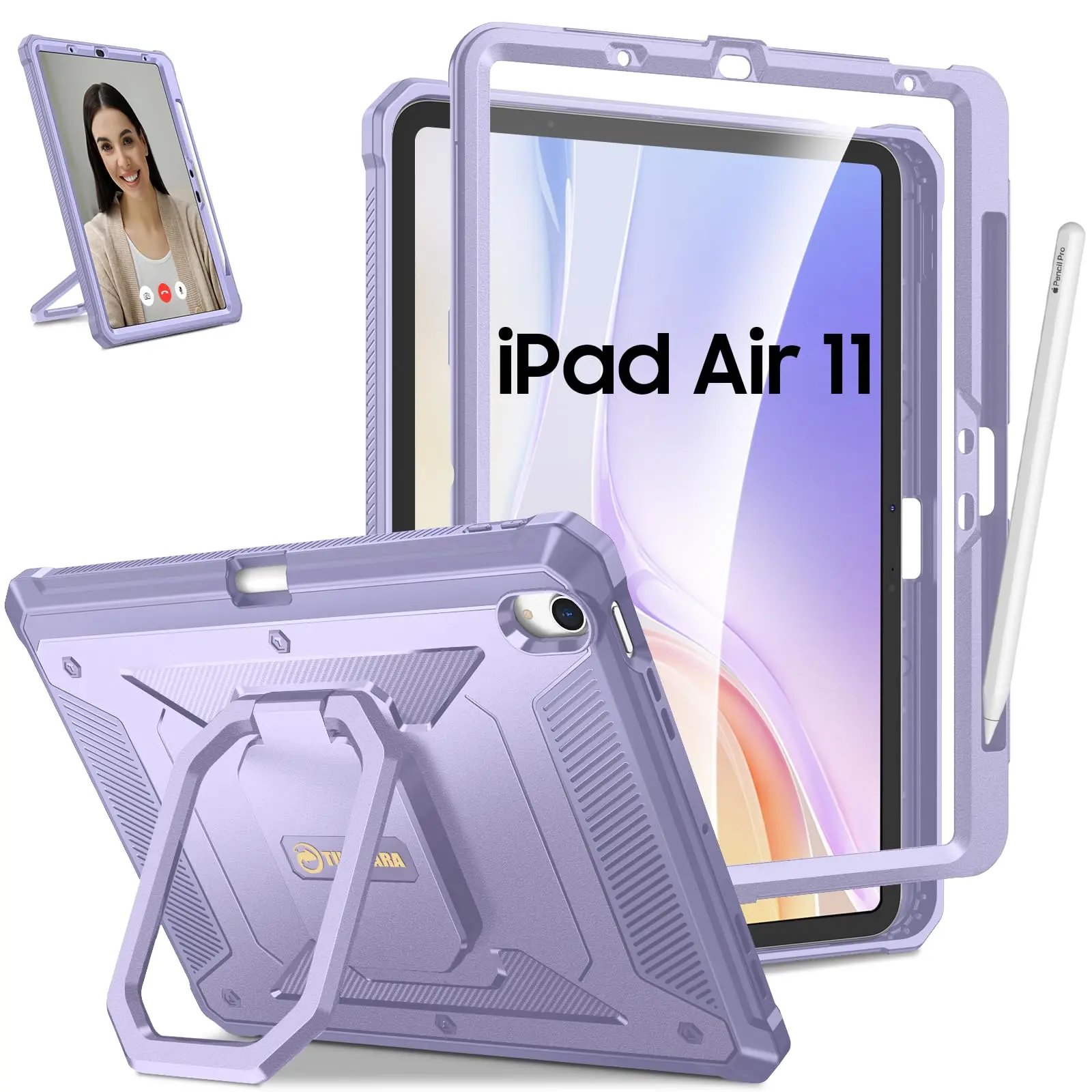 Fintie Rugged Case & Accessories for iPad Air 11" (M4/M3/M2 Chip) & iPad Air 5th/4th Gen 10.9", with Screen Protector, Magic Ring Stand, Durable Shell for iPad Girls