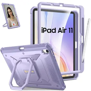 Fintie Rugged Case for iPad Air 11" (M4/M3/M2 chip) & iPad Air 5th/4th Gen 10.9" w/ Screen Protector & Magic Ring Stand, Durable iPadAir Case for Girls