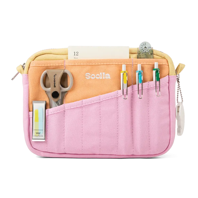Soolla® Studio Pouch, Becca Sands Edition – 20-Pocket A5 Stationery & Art Tool Organizer with YKK Zipper