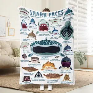 Soft Funny Throw Blanket Ocean Animal Print Flannel Blanket, Soft Polyester Knit Throw for Bedroom Decor, Picnic, Travel, Ideal Gift, Decorative Giftable Blankets