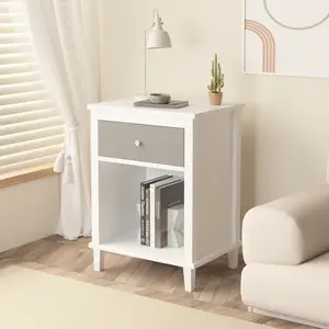 Modern Nightstand,Side Table with Drawer Open Shelf,Accent Bedside End Table for Bedroom, Dorm and Small Spaces