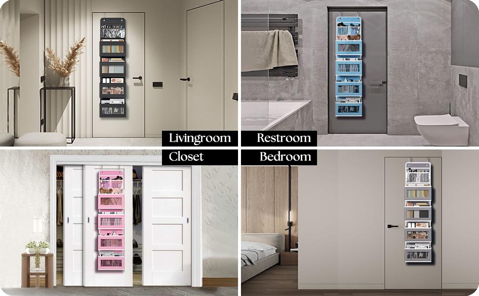 Over The Door Hanging Organizer 4 Large Compartments | Bedroom Closet Nursery Storage Rack | Space Saving Toys Clothes Accessories Organizer