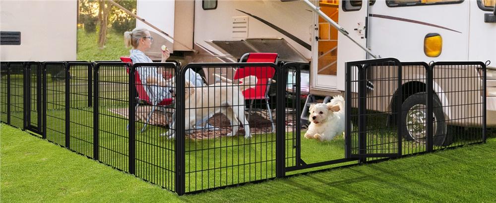 【Heavy Duty】Yaheetech Dog Playpen 6/8/12/16 Panels Metal Pet Playpen, Outdoor Indoor Dog Exercise Barrier Fence, 24/32/40/47 inch