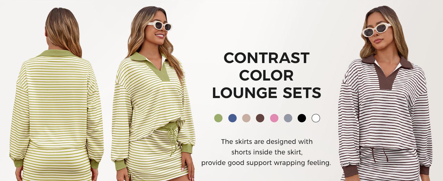 Fisoew Striped 2 Piece Outfits Casual Sweatshirt Skirt Set Long Sleeve Skort Workout Set Matching Lounge Sets Women's Matching Sets Women #Springtok #TikTokShopHolidayHaul #TikTokShopJumpstartSale Fabrics Elastic two piece set Elegance Shorts Fisoew Striped 2 Piece Outfits Casual Sweatshirt Skirt Set Long Sleeve Skort Workout Set Matching Lounge Sets Women's Matching Sets Women #Springtok #TikTokShopHolidayHaul #TikTokShopJumpstartSale Fabrics Elastic two piece set Elegance Shorts
