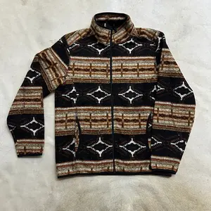 Rustic Brown Men’s Aztec Print Full Zipper
