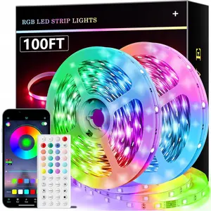 100ft Led Lights for Bedroom with Music Sync 44 Keys Remote and App Control, Color Changing Lights for Home Kitchen Party Christmas Decoration(50ft).