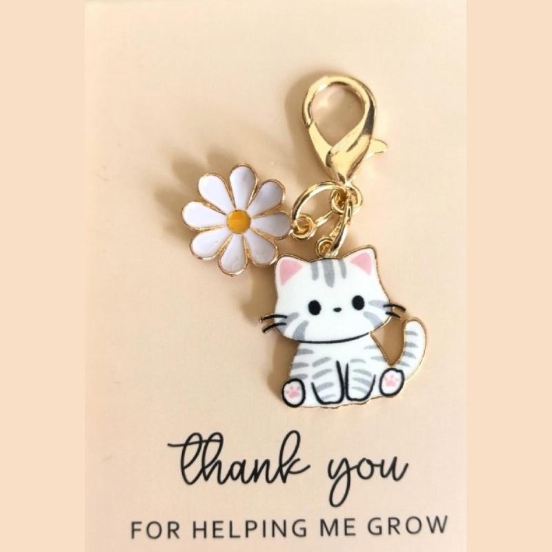 Set of 7 Pocket Hug Favors -Employee Appreciation Gifts Bulk for Coworkers with Exquisite keyring Pun NoteCards Quality Resin  Cute Cat Design ,FavorsDurable Card-MM