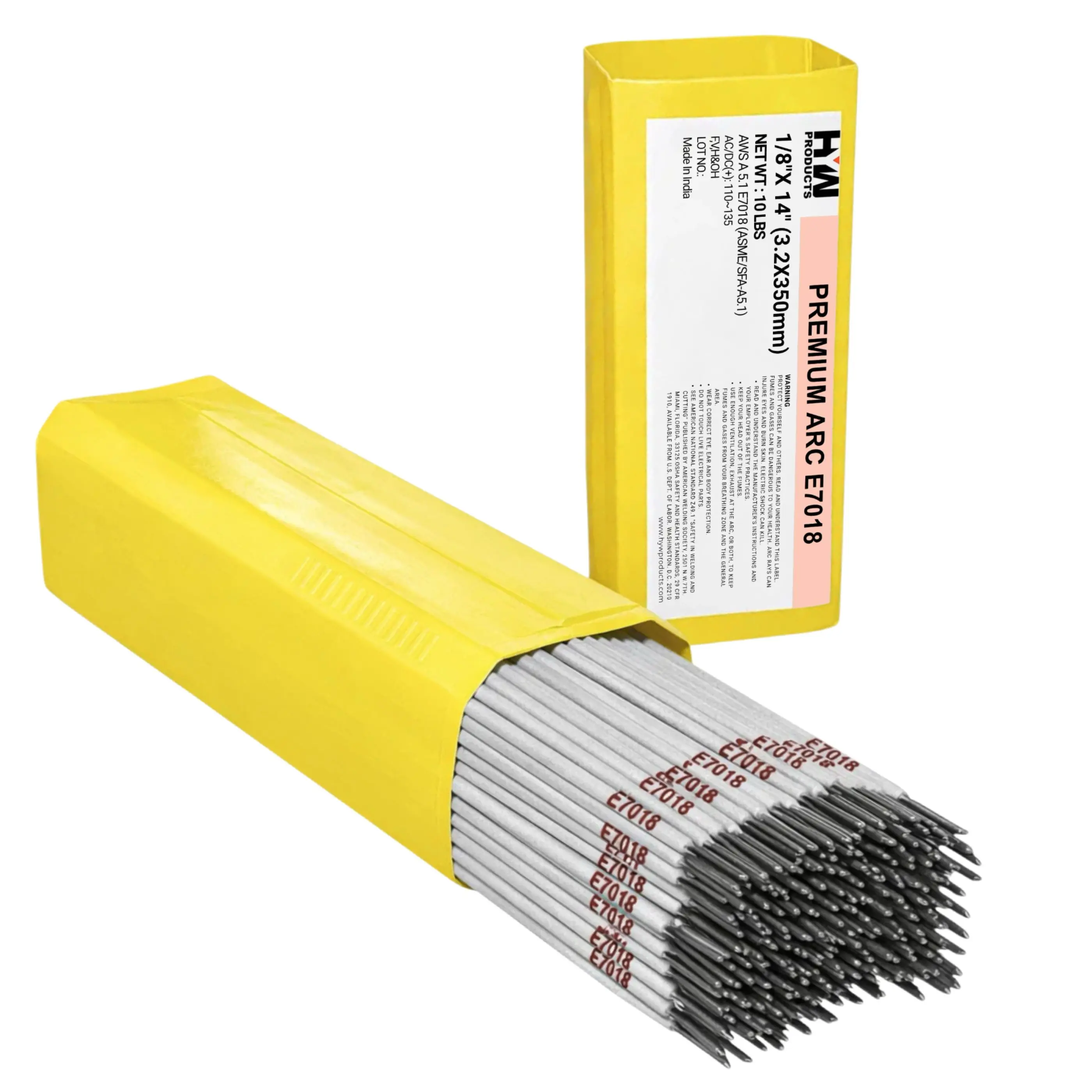 E7018 Premium Arc Stick Electrodes, 1/8in x 14in Welding Rods, 10-lb Box for Overhead & Flat Positions, Overhead Positions