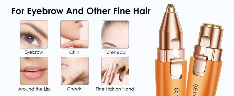 Vogcrest Eyebrow & Facial trimmer，Hair Remover Women's Portable 2-in-1 Electric Shaver with Type-C Charging LED Light Comfortable Grooming