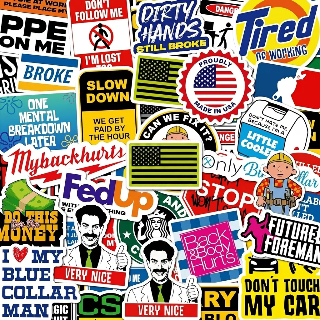 200 PCS Hard Hat Stickers for Adults (No Duplicates) Sarcastic, Meme, & Funny Stickers for Water Bottles, Toolbox, Helmet, & Hard Hat Accessories – Ideal for All Blue Collar Workers