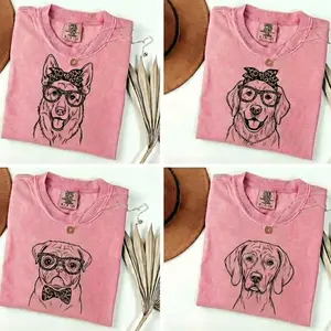 Comfort Colors 50 Dog Breeds Mother's Day Shirt, Minimalist Leopard Glasses & Bandana Dog Mom Tee, Dog Mom Gift, Spring Line Art Mother's Day Gift