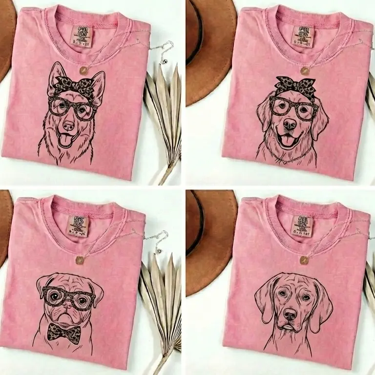 Comfort Colors 50 Dog Breeds Mother's Day Shirt, Minimalist Leopard Glasses & Bandana Dog Mom Tee, Dog Mom Gift, Spring Line Art Mother's Day Gift