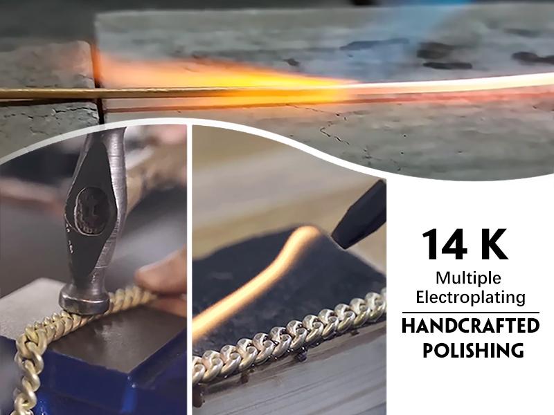 Holylegend 14K Gold-Plated Miami,Cuban & Figaro Chain with Cross,24 inches Long and 6mm Wide,High Quality,Gold Plated Necklace