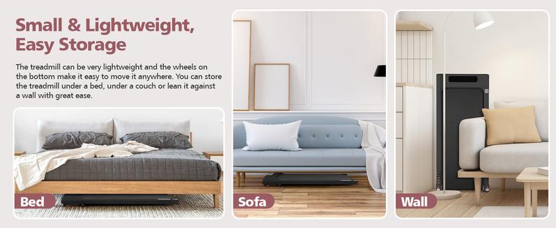 Walking Pad App & Remote Controlled Under Desk Treadmill Quiet, Flat Portable Treadmill with LED Display, Installation-Free for Home/Office