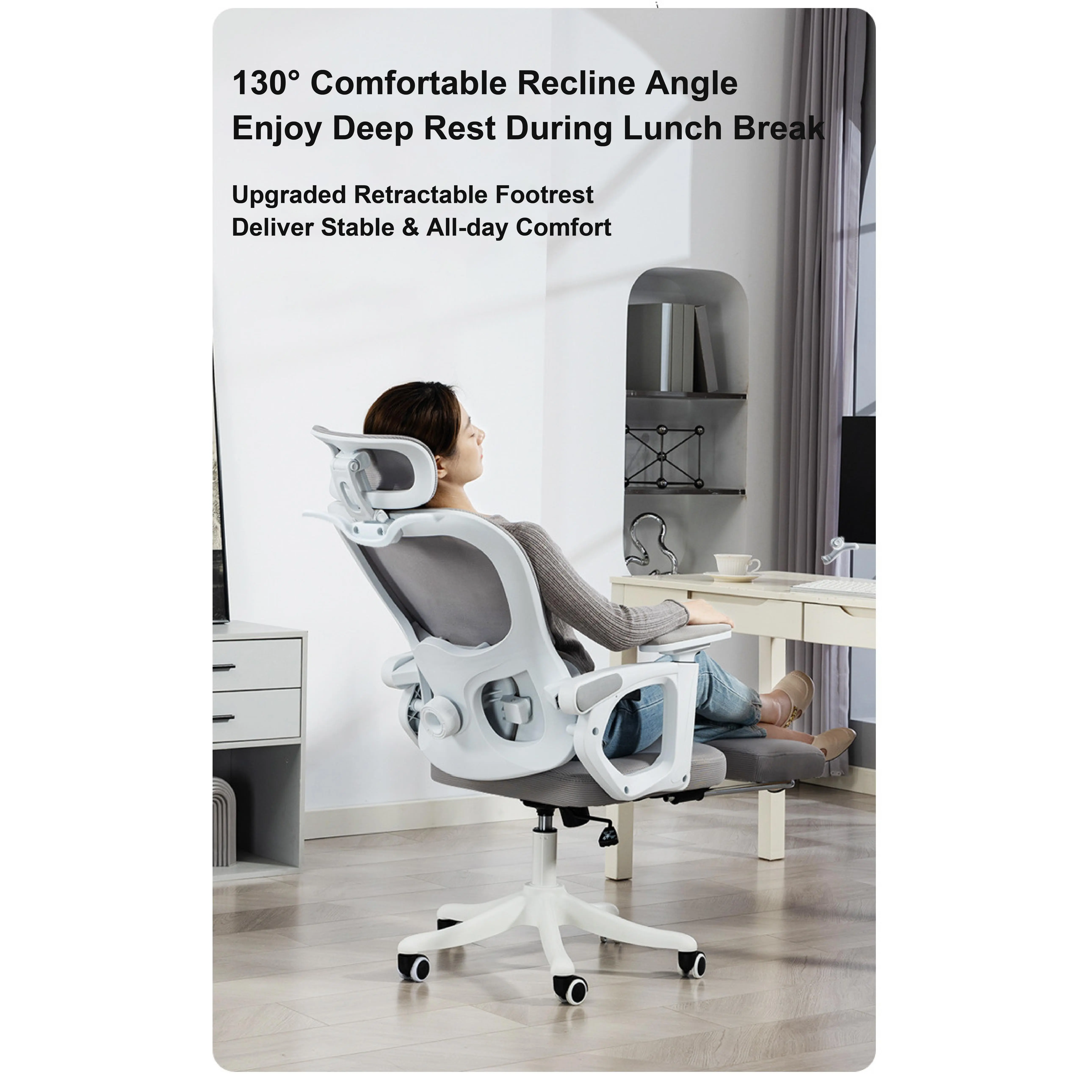 Pink Ergonomic Mesh Office Chair with Adjustable Footrest, Headrest, 3D Lumbar Support & Mesh Fabric for Home Office Use, Office Users
