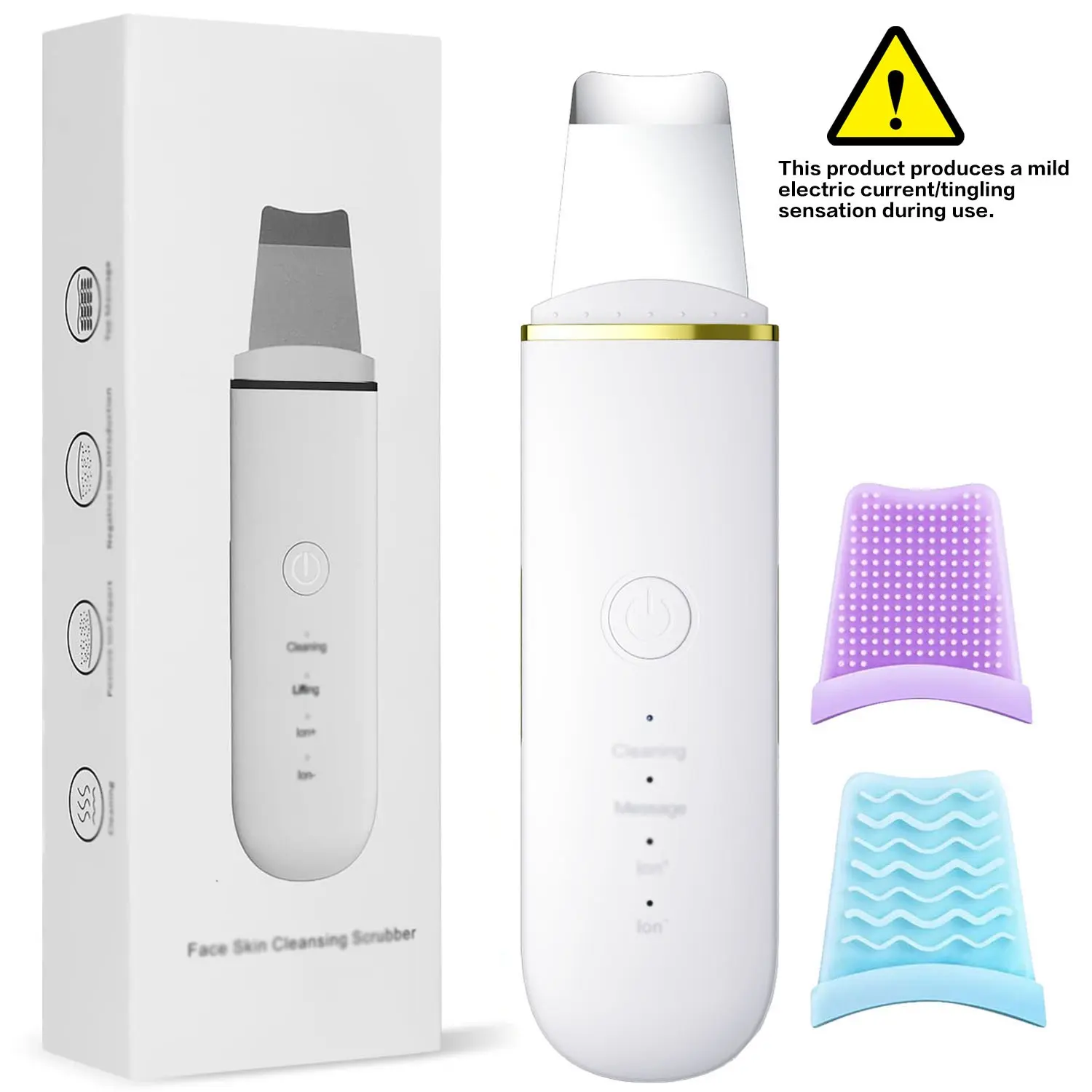 Rechargeable Ultrasonic Skin Scrubber, USB Rechargeable Facial Cleaner with High-frequency Vibration Massage, Facial Skin Care Tool for Women, Facial Cleansing Brush, Facial Cleansing Equipment, Facial Cleaning Tool