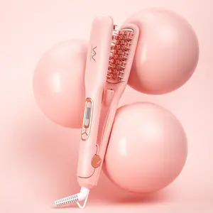 JINRI Volumizing Ceramic Hair Iron, Pumped-Up Volume, Adjustable Temp, 360 ° Tail Rotation, Lasting Hair Volume, for Short Or Thin Hair, Dual Voltage（100-240V）, Pink