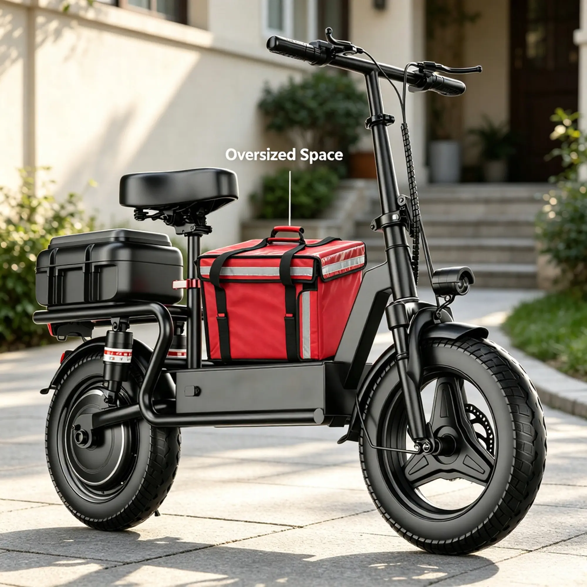 Foldable Cargo Electric Bike - 1000W Peak Power, 25MPH Max Speed, 35 Mi Range, 48V 15Ah Batt., Pneumatic Tires, Adjustable Seat, Recharges Easily - for Daily Commuting