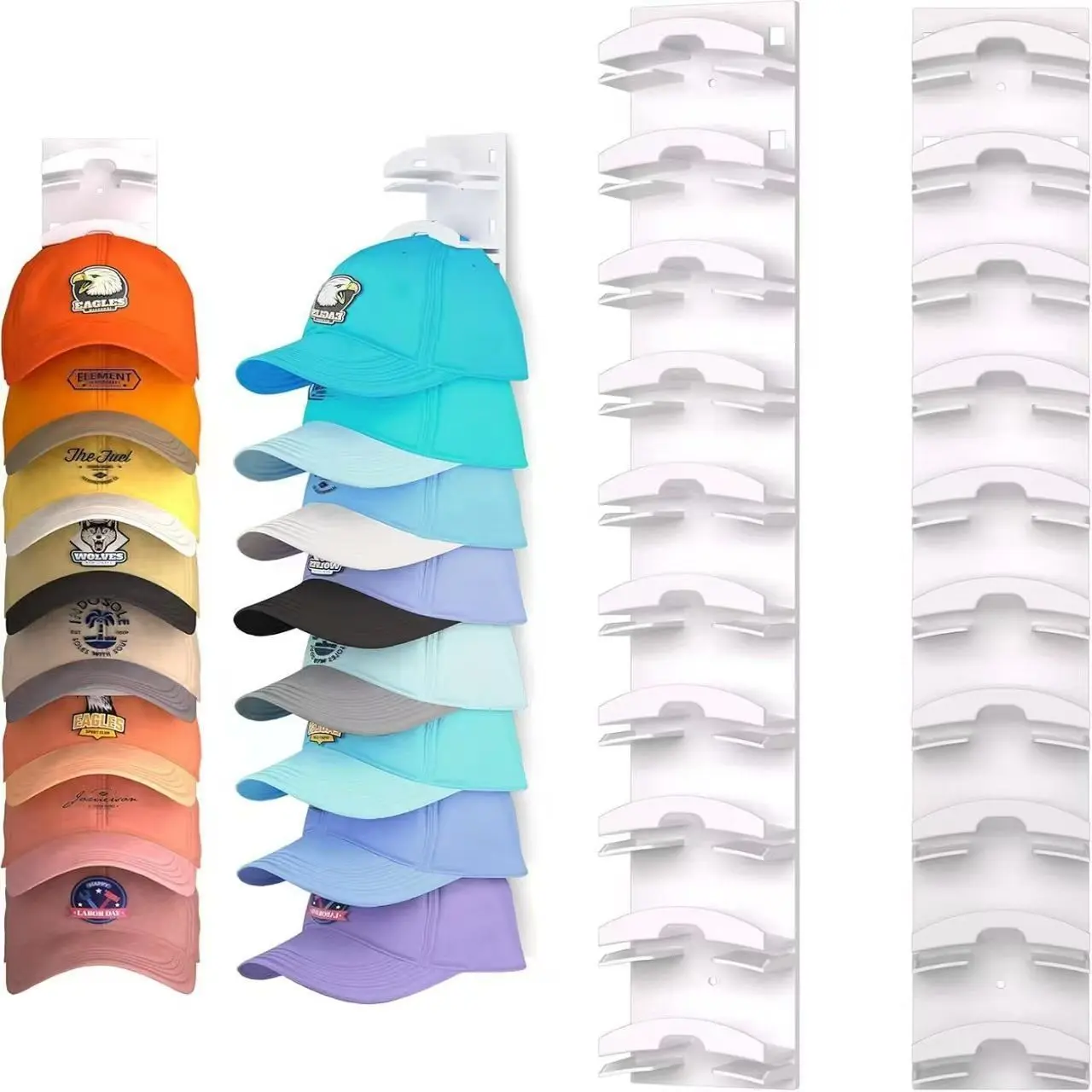1 upgraded oversized baseball cap wall-mounted storage rack, which can accommodate 10 hats without perforation installation, suitable for dual-unit modules for wardrobe doors and wall decoration