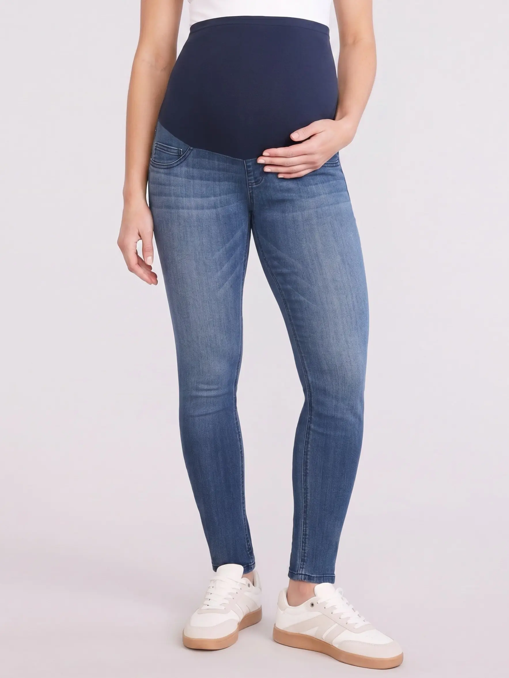 Motherhood Maternity Skinny Jeans Over Belly Stretch Denim Ankle Length Pregnancy Pants