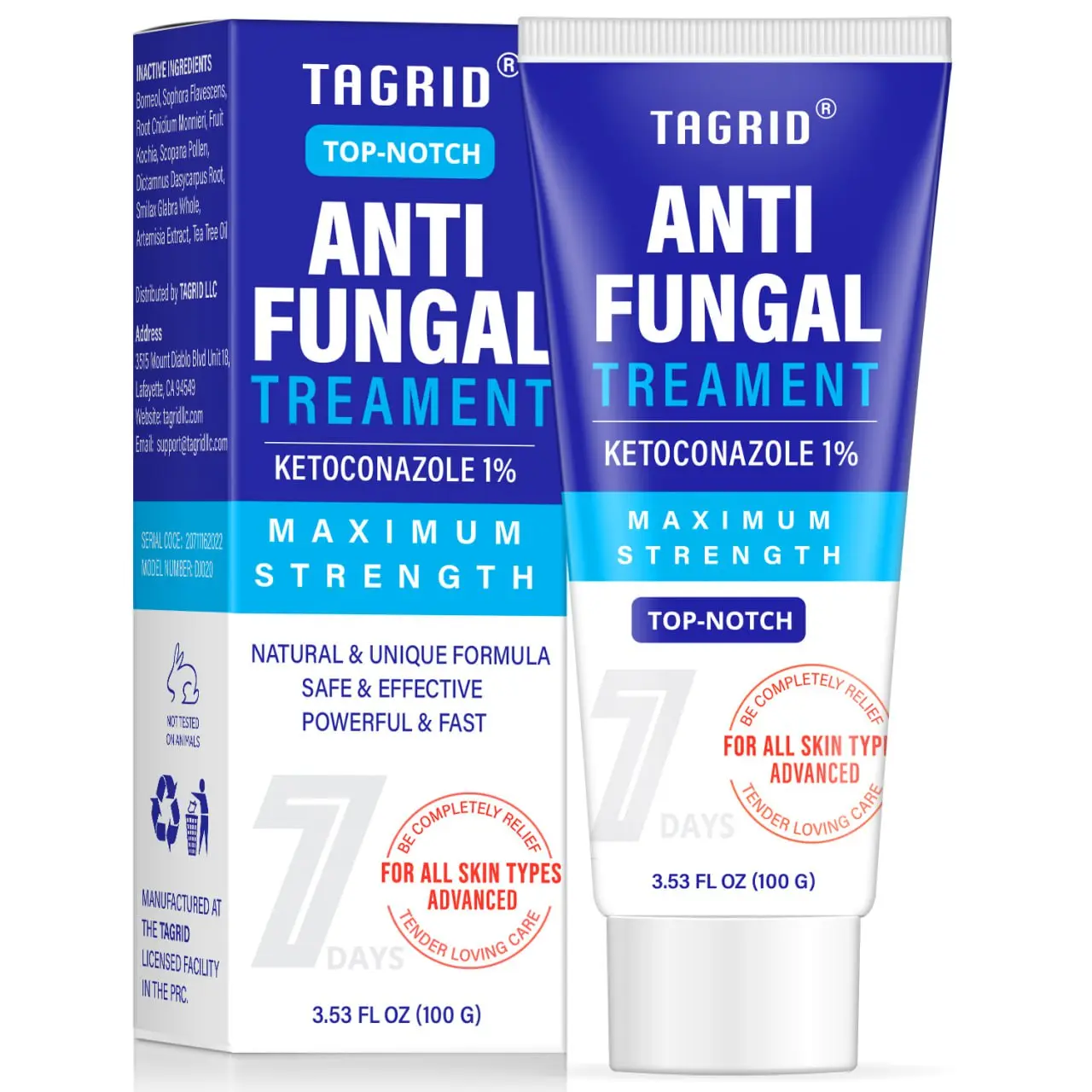 TAGRID Ketoconazole Antifungal Cream 100g - Top-Notch Maximum Strength Formula for Skin Comfort & Relief from Fungal Infections