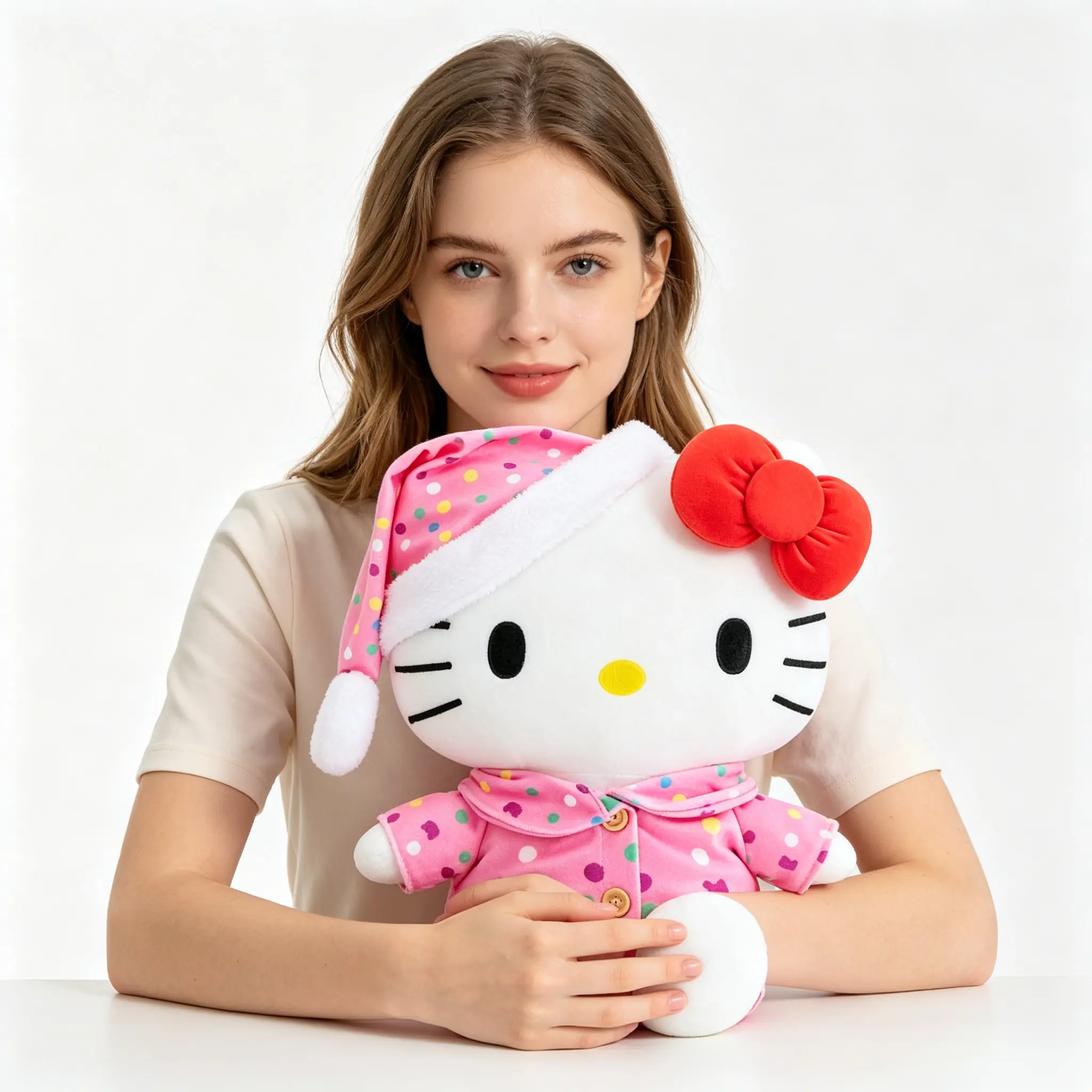 Sanrio Hello Kitty 11.8in Plush Doll, Soft Pajama Stuffed Toy, Kawaii Home Decor Sleep Accessory, Perfect Gift for Girls & Teens, Perfect Gift For Girls And Teens, Soft Bedtime Stuffed Toy