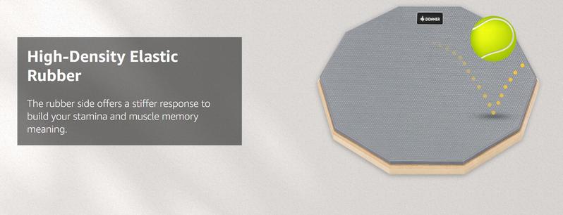 Donner Drum Practice Pad 8 Inches, Silent Practice Drum Pad 2-Sided With Drum Sticks - Gray/Blue