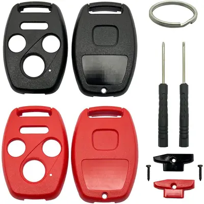 2 Pack Black Key Fob Shell Case Cover For 2008-2012 Honda Accord (4 Button)