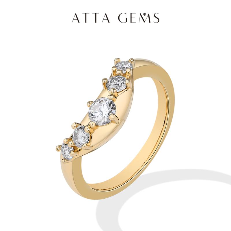 ATTAGEMS Synthetic Moissanite Wedding Band Rings for Women 925 Sterling Silver Rings Eternity Stackable Engagement Ring Anniversary Classic Band Jewelry R272