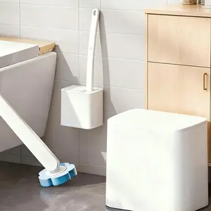 Disposable Toilet Brush, Toilet Bowl Wand Holder Set with Cleaner Refills, Bathroom Cleaning System for Sink Bathtub Drain Wash Basin Urinal,Wall-Mount Scrubbing Toilet Brush Bathroom Cleaning Kit Suction Cup Sponge Holder for Kitchen Sink  semiannual