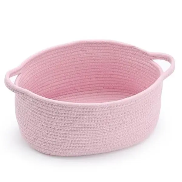 【Free Ship】Pink Basket – Cute Basket for Girl Women, Perfect for Valentines Day, Baby Shower, Birthdays – Empty Basket for Gifts, Burr, Storage, Nursery, 13 x 8 x 6 inches