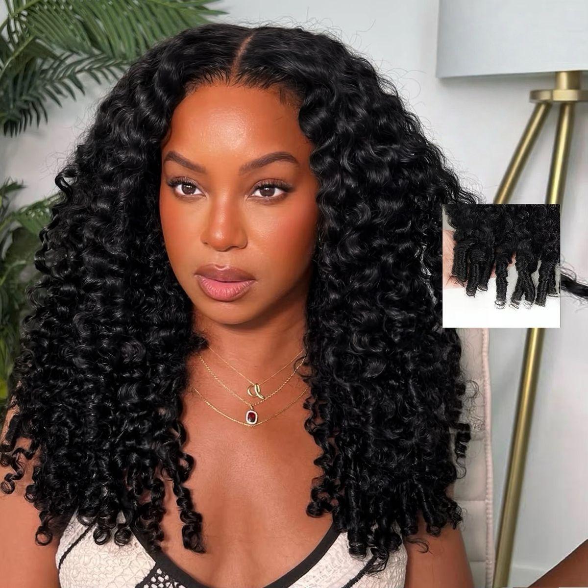 [HOT] Burmese Curly Wig 100% Human Hair Wigs For Women 200% Density Brazilian Half Glueless Wig Human Hair Ready to Wear 3 IN 1 Half Wig With Drawstring Curly Half Wig On Sale
