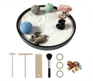 Meditation Yoga Zen Garden kit - Home Office DIY Japanese Mini Rock Sand Garden Desktop Chakra Shine Altar Zen Decor Zen Gifts for Adult w/Rake Tools Accessories Healing Crystal Sphere