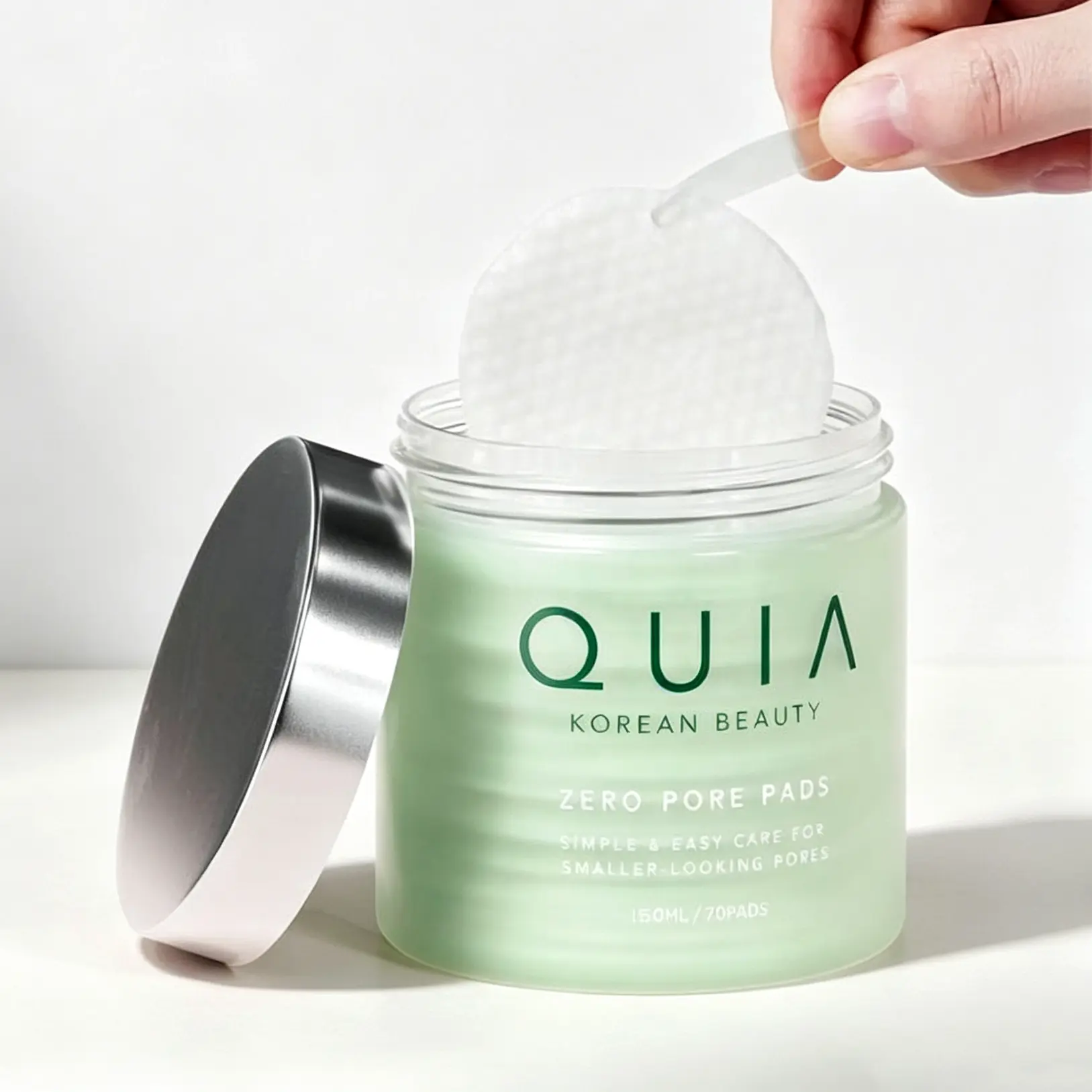 QUIA Dual-Action Cleansing Toner Pads - Gentle PHA Exfoliation for Sensitive Skin, Instant Hydration, Pore Minimization, Blackhead & Blemish Control - 70 Soft-Touch Korean Textured Pack Daily Cleansing
