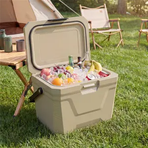 21Qt Portable Cooler Box with 3-Layer Insulation , Hard Shell Ice Chest with 2 Cup Holders, for Outdoor Camping Fishing