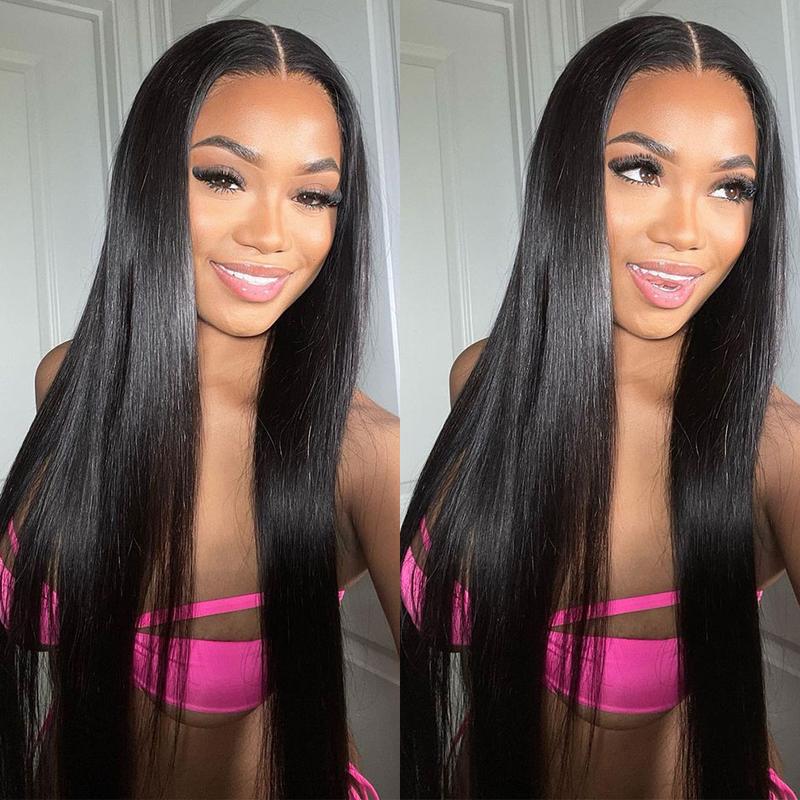 More Face 13x6 Straight Lace Frontal Wigs Human Hair Transparent Lace Front Wig Pre Plucked with Baby Hair