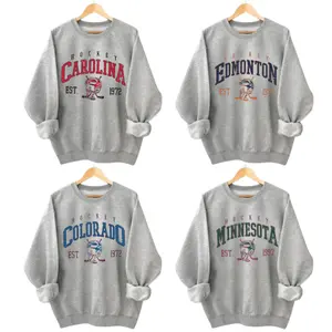 Vintage 90s All Teams Hockey Crewneck Sweatshirt, Unisex Sport Cotton Hockey Pullover, Sport Grey Classic Hockey Apparel, Hockey Fan Streetwear, Game Day Hockey Outfit