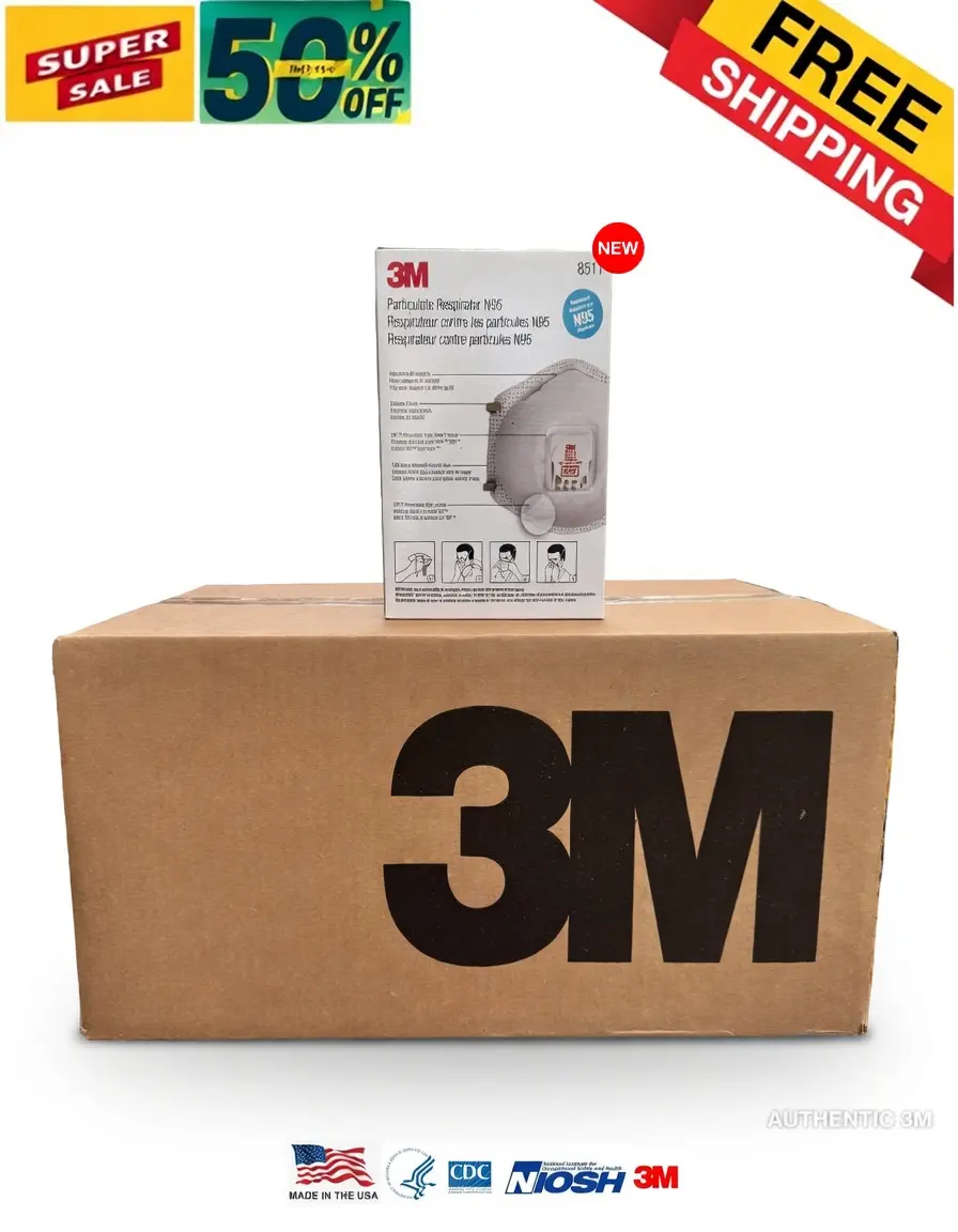 3M 8511 NIOSH Approved N95 Respirator Masks, 80 Count, Cool Flow Valve, Electrostatic Particle Filtration for Dust, Sanding