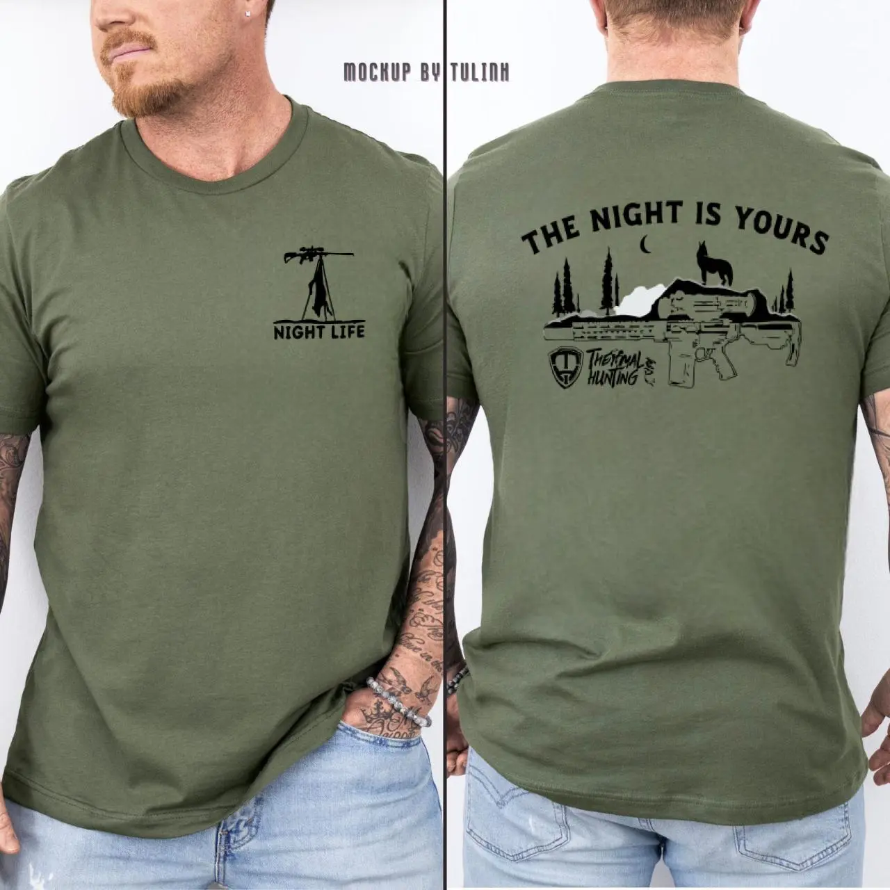 Night Life Night Hunting T-Shirt – Glitch Coyote Predator Hunter Graphic Tee, Outdoor Hunting Season Shirt