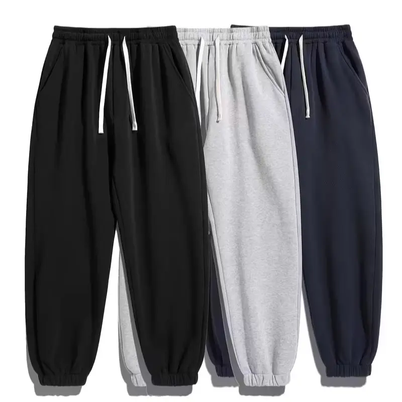 Men's Regular-Fit Joggers, Solid Fleece-Lined Sweatpants with Drawstring Waist and Pockets, Casual Gym Wear for Autumn-Winter, Activewear Pants, Athletic Casual Pants, Jogging Pants