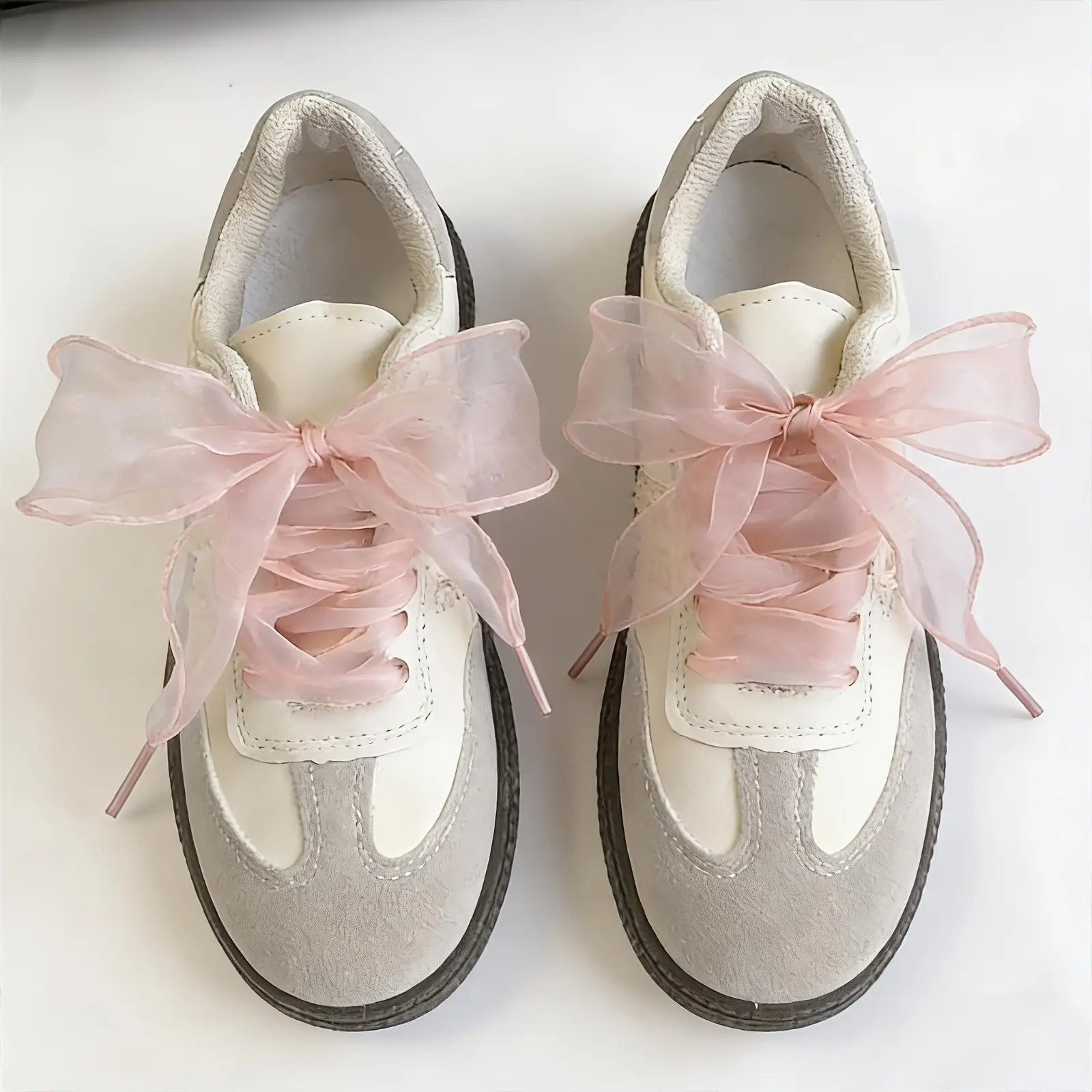 Trendy Silky Soft Satin Sheer Ribbon Shoelaces (2 Pieces, 1yd Fabric Supplies) - Beginner-Friendly Sewing Crafts, Footwear Design & Bridal Shower Accessory for Pink + Coral Daily Outfits Style Elevation
